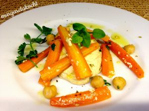 marinierte Karotten auf home-made Humus