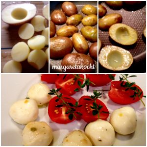 mit Mozzarella & Tomaten gefüllte Kartoffeln