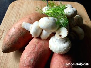 heimisches Süßkartoffeln mit Champignonsauce