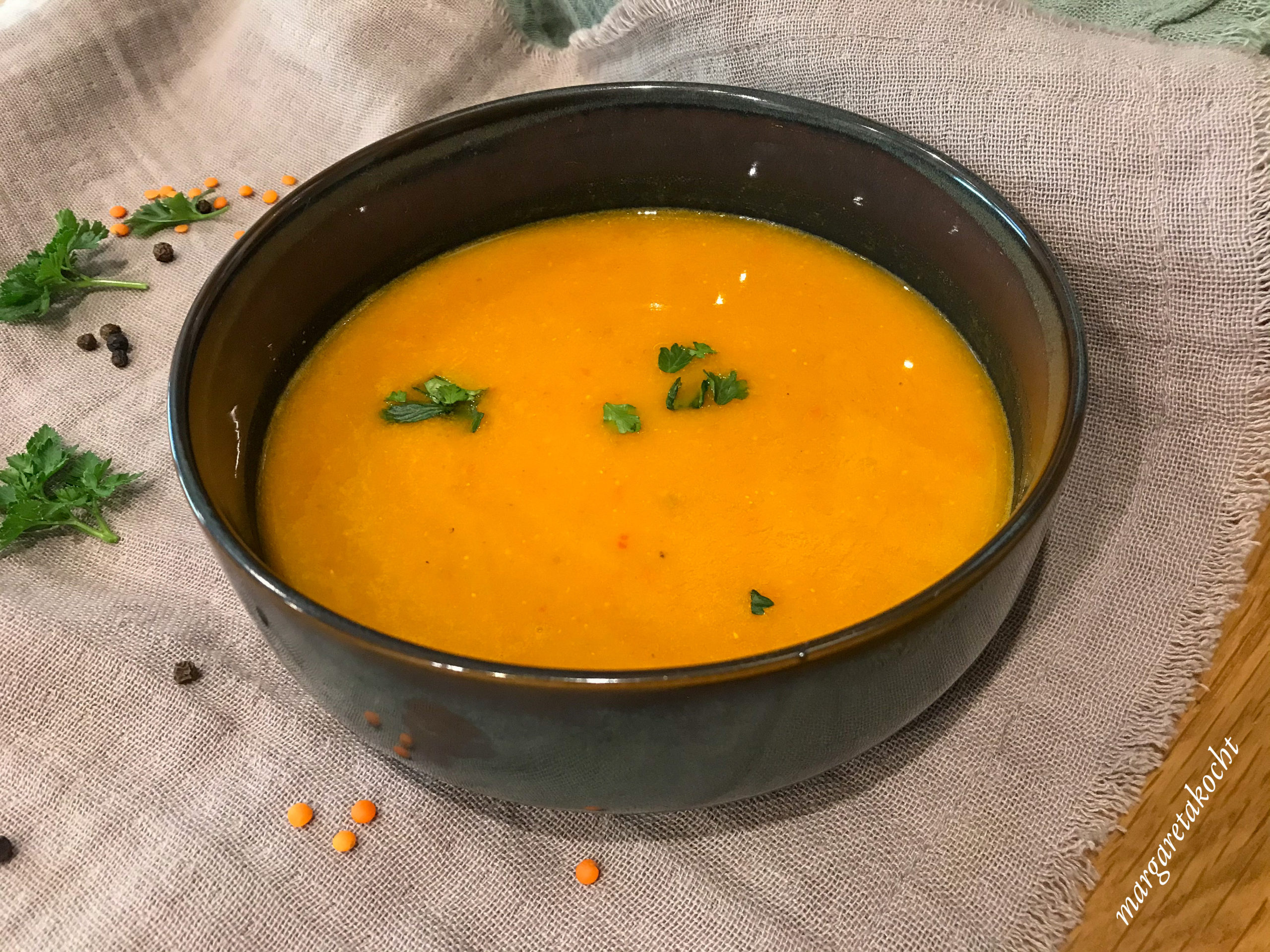 vegane Linsen Süßkartoffel Suppe